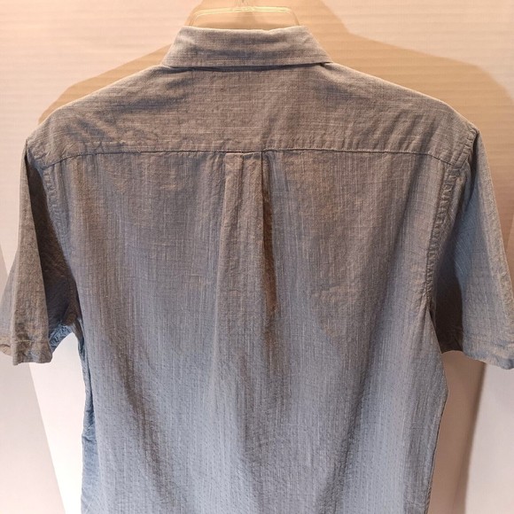 Rowm Shirt Men M Light Blue Button Down Short Sleeve 100% Cotton Lightweight - Picture 5 of 9